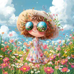 Transfer niña primavera
